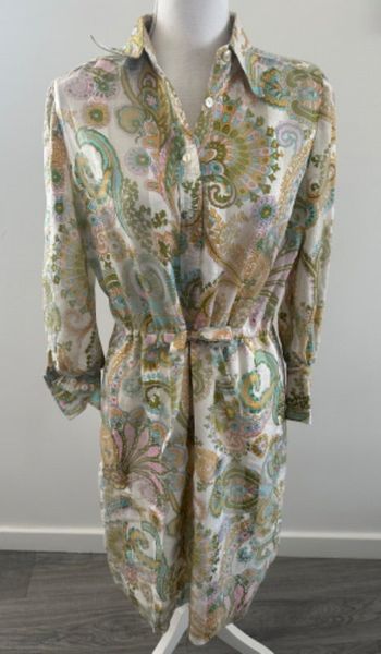 Robe à fleurs Paisley mandalas multicolore pastel Vintage Manderley T38 M