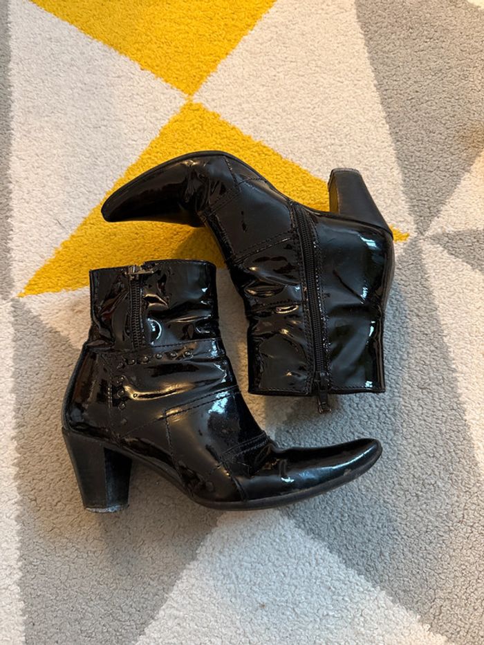 Bottines à talons en cuir verni Spiral Taille 38