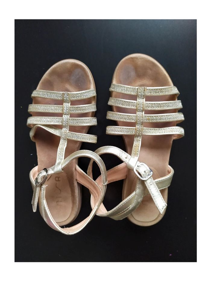Sandales filles type spartiates en cuir doré Unisa pointure 33