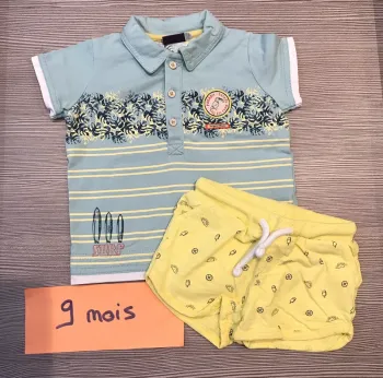 Polo manches courtes et short éponge 9 mois