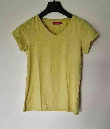 T-shirt col V vert citron