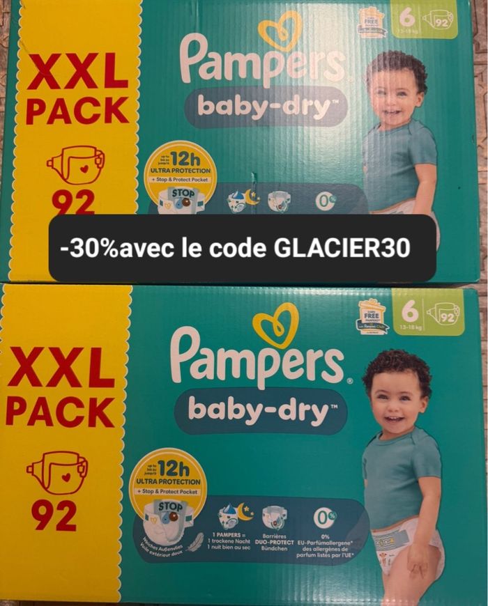Deux XXL carton de couches Pampers taille 6 normal