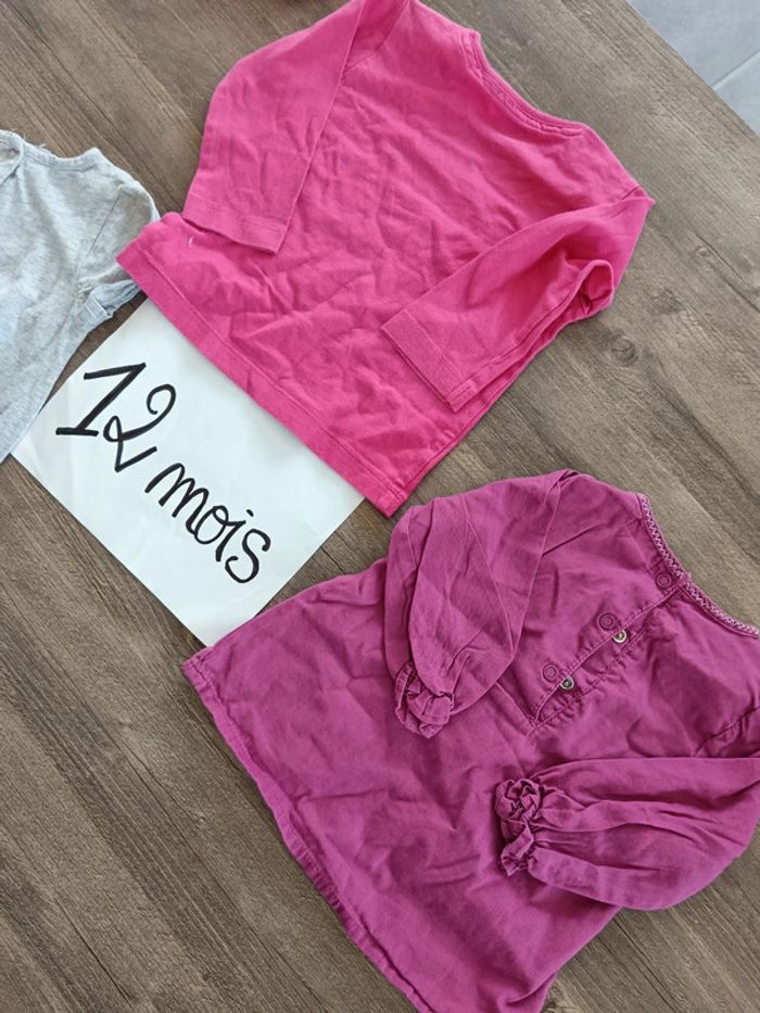 🌞 lot de 3 t-shirts fille 12 mois bon état - photo numéro 6