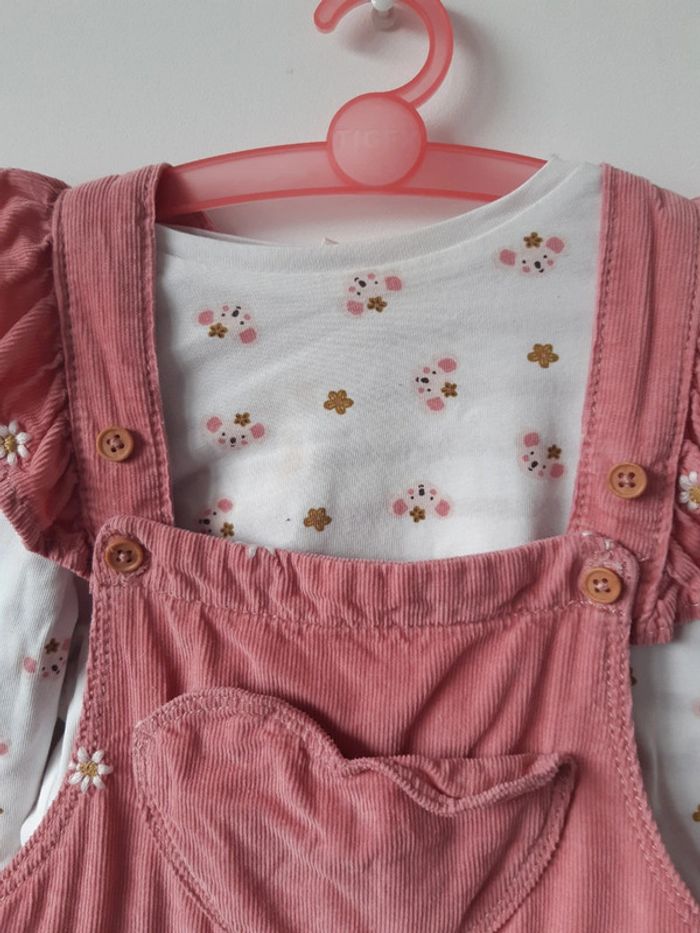 Ensemble Bébé fille 18 mois DPAM salopette velours et pull - photo numéro 2