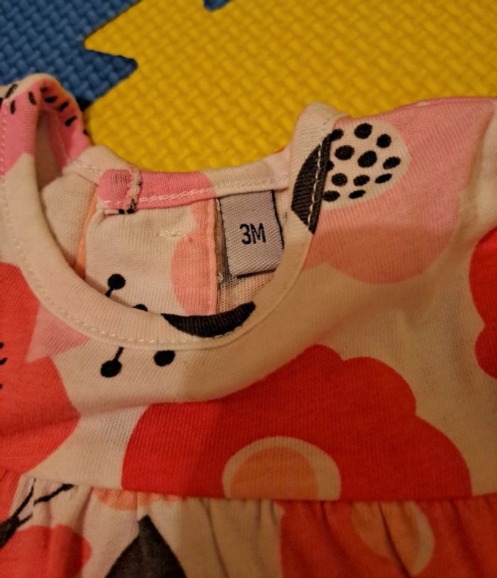 Ensemble robe legging blanc corail fleur, taille 3 mois (62 cm) - photo numéro 4