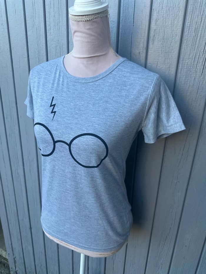 T-shirt été manches courtes gris noir lunettes Harry Potter - photo numéro 3