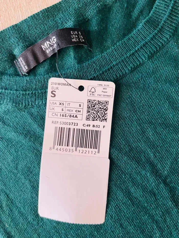Pull vert foncé neuf femme Mango - photo numéro 3
