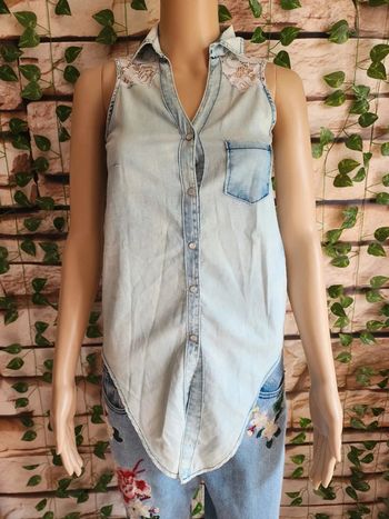 🌸Blouse jeans Dentelle Megazzer Taille 36🌸