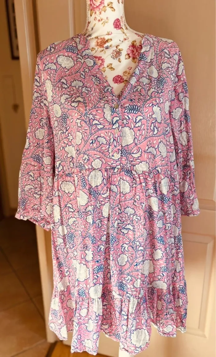 🌸 Robe babydoll motif indien  neuve Promod – Taille 48 🌸
