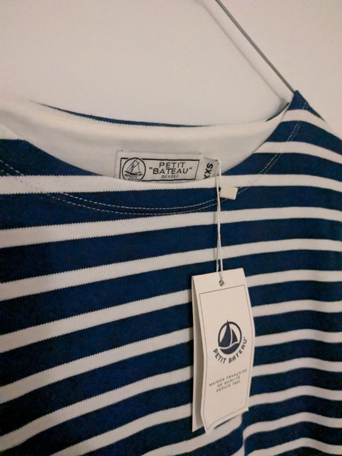 Pull rayé bleu marine et blanc xxs petit bateau marinière - photo numéro 2