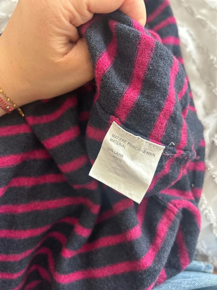 Pull marinière bleu et rouge foncé – Burton of London – Taille S Élégant | Intemporel - photo numéro 3