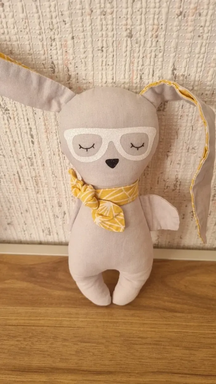 Peluche lapin a lunette - photo numéro 3