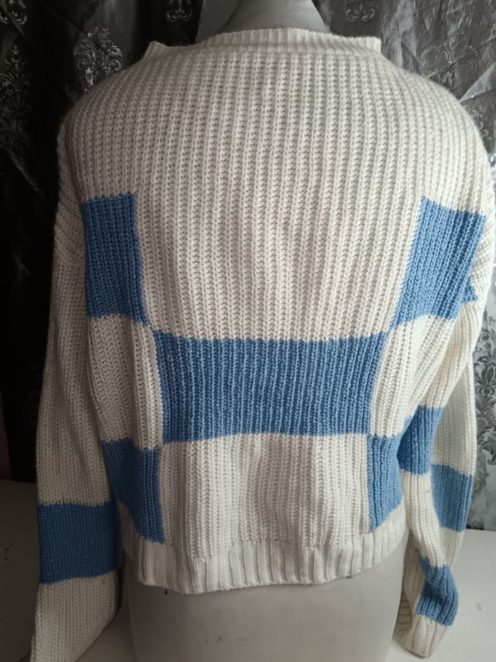 Gilet à carreaux bleu blanc - photo numéro 3