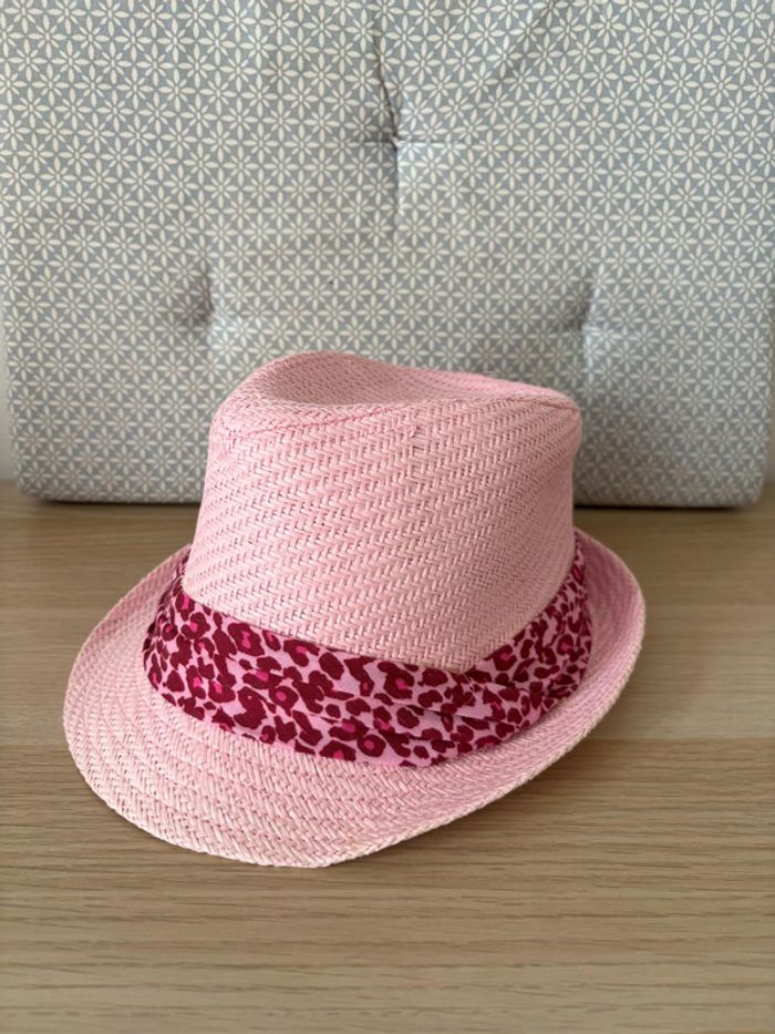 Chapeau Type Panama / Borsalino "Effet Paille" Rose