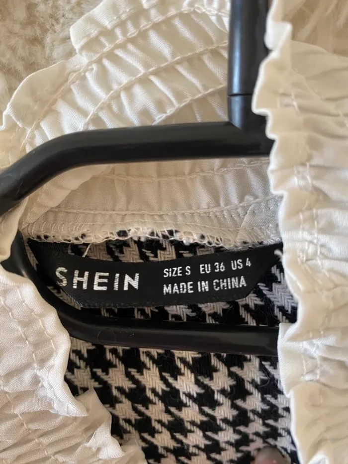 Blouse blanche avec imprimé pied de poule Shein taille S - photo numéro 3