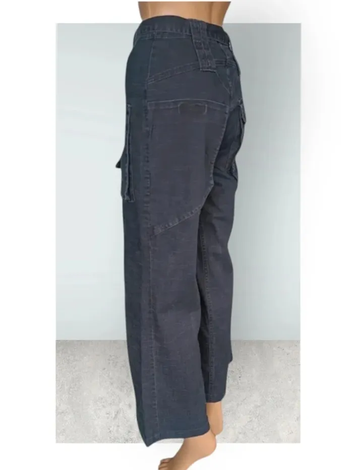 Jean Cheyenne ,coupe droite large flare ,taille mi-haute , ceinture à nouer ,extensible - photo numéro 6