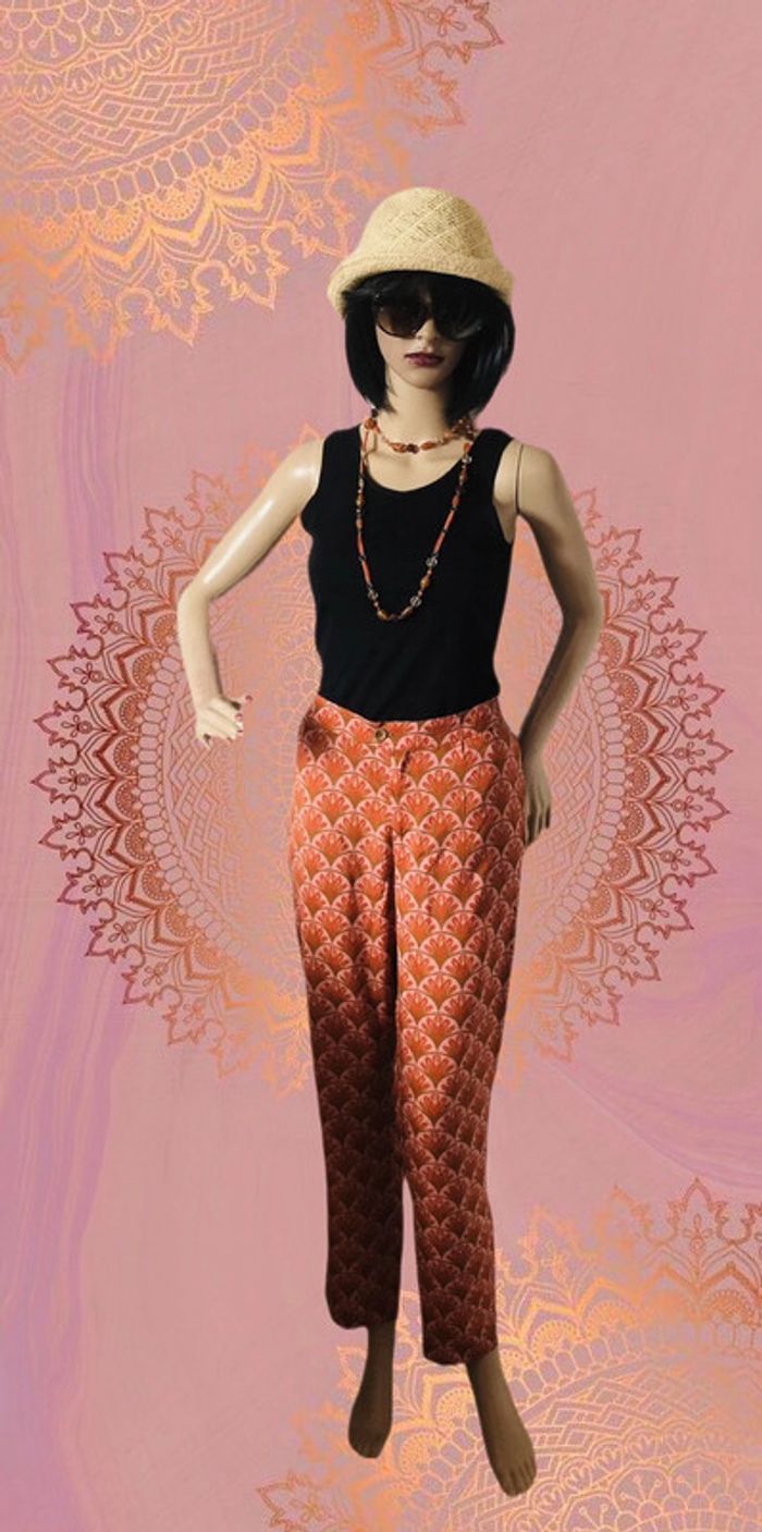🧡Pantalon léger et fluide motif orange🌷light flowing pattern pants🧡 - photo numéro 4