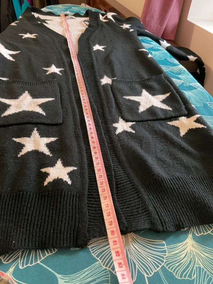 Long gilet chaud noir et blanc pour fille Newco taille 12 ans - photo numéro 4