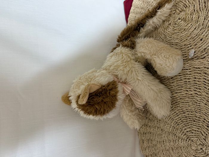 CHAT DOUDOU FOREST DISTRIBUTION BEIGE MARRON NOEUD ROSE PELUCHE - photo numéro 3