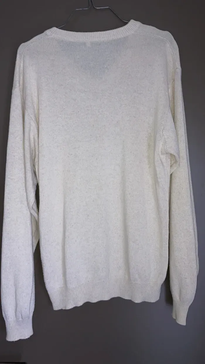 pull homme col V écru taille L - photo numéro 3