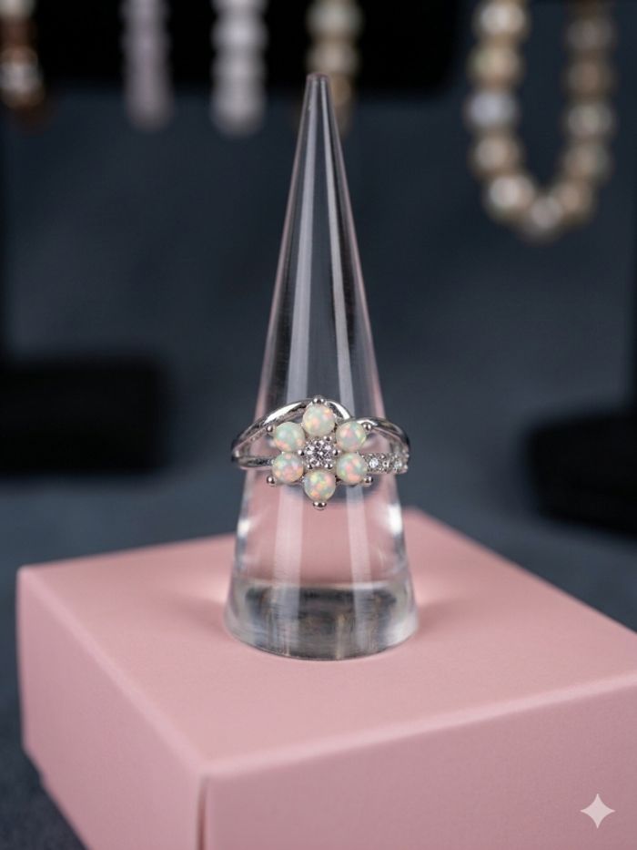 Bague fleur acier inoxydable