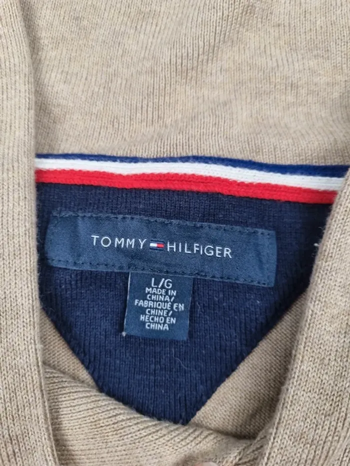 Pull fin mi-saison col châle Tommy Hilfiger Crème – Taille L Homme (mesures en photos) - photo numéro 8
