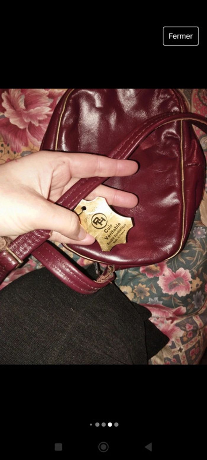 Petit sac bandoulière bordeaux et doré vintage - photo numéro 5