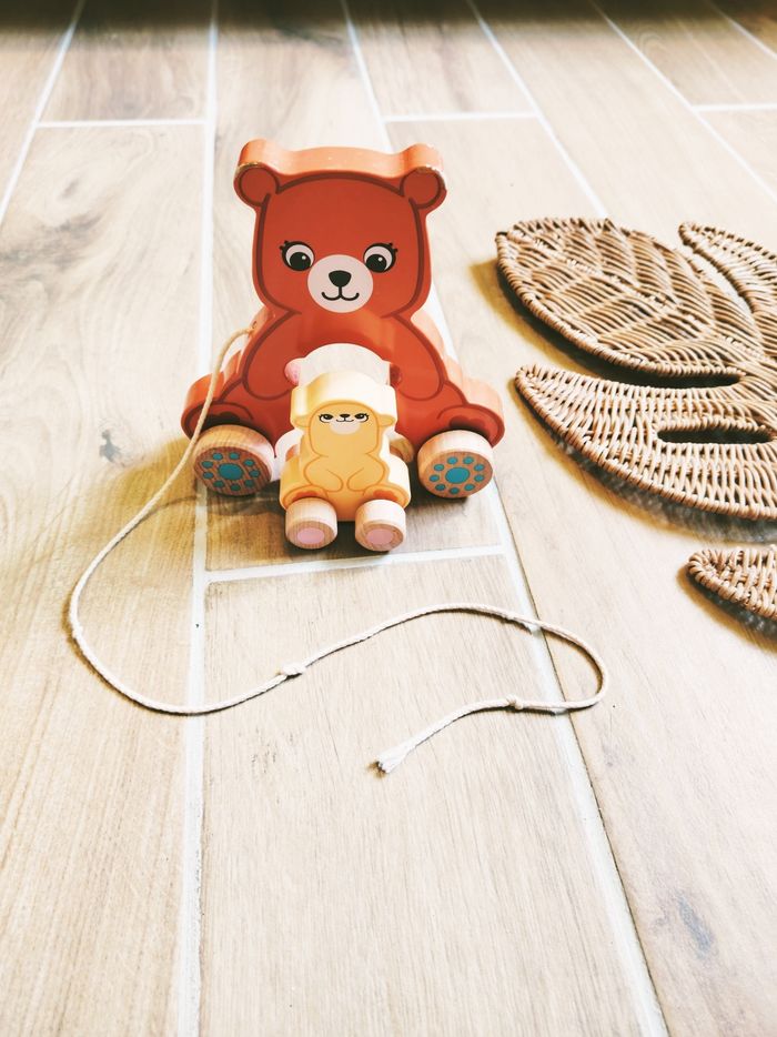 🐻Maman Ours et son ourson à tirer en bois