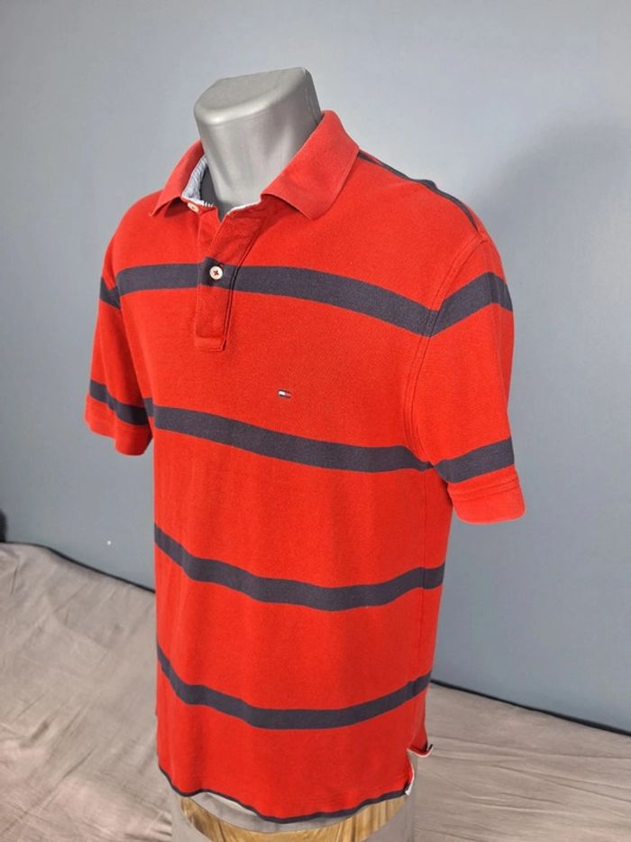 Polo tommy hilfiger noir et rouge vintage - taille L - 100% coton - brodé (546) - photo numéro 2