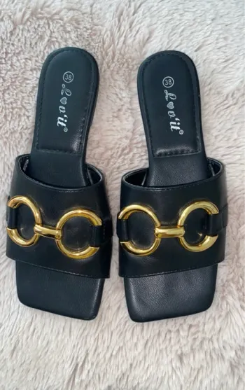 Mules plates noires 38