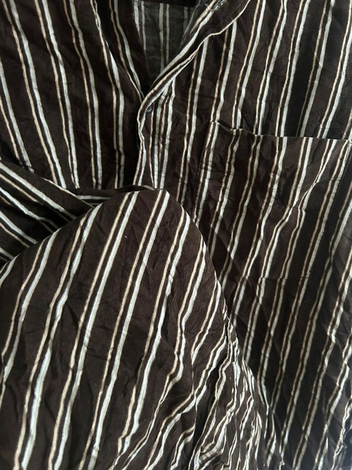 Jolie chemise style velours à rayures marron • Armand Thiery • Taille XL/42 - photo numéro 19