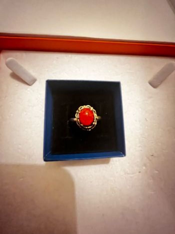 Bague  en argent massif et corail  pour femme , taille 56 - photo numéro 2