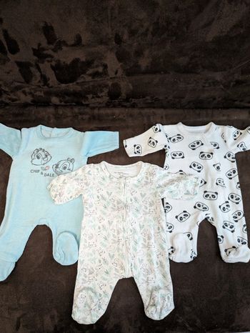 Lot de 3 pyjamas garçon naissance 50 cm