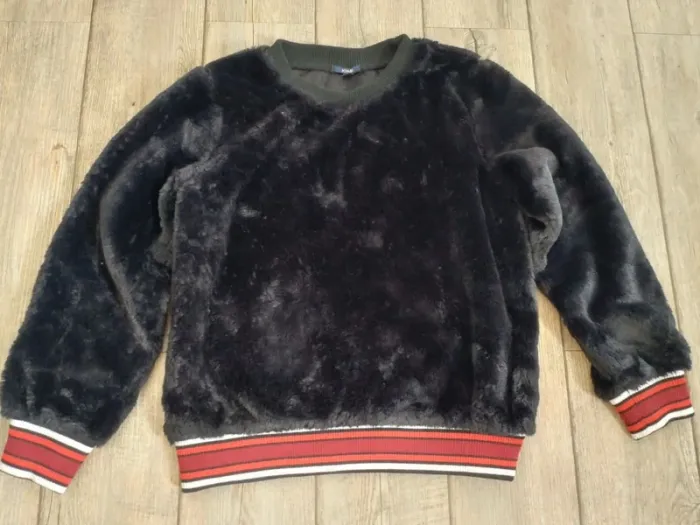Pull hiver chaud femme Kiabi fausse fourrure et bande taille S