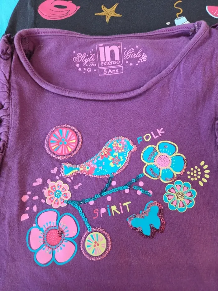 Lot de 4 tee shirts MC fille T 5ans - photo numéro 3