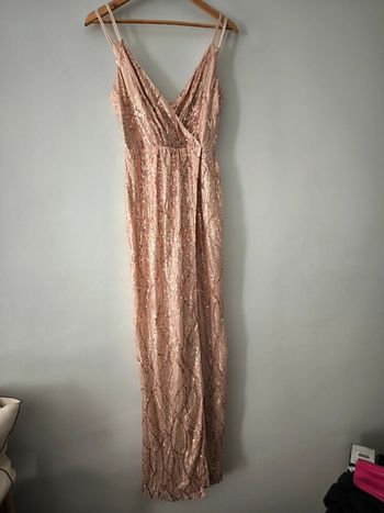 Robe longue rose pâle à paillettes  Taille S  Élégance scintillante