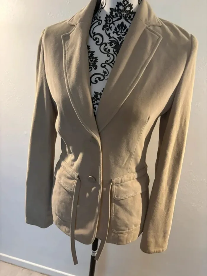 Blazer femme en suédine beige Mango 38 - photo numéro 2
