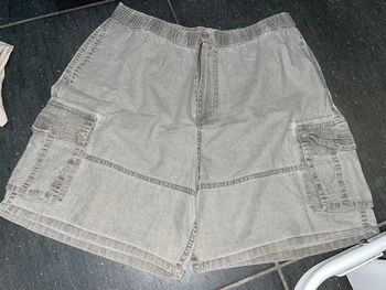 Short jean très fin marron / beige chiné