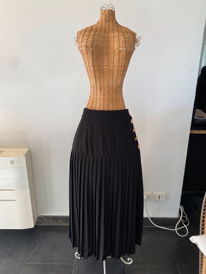 Jupe vintage Partypris Paris noire plissée taille 40/42 fabrication française