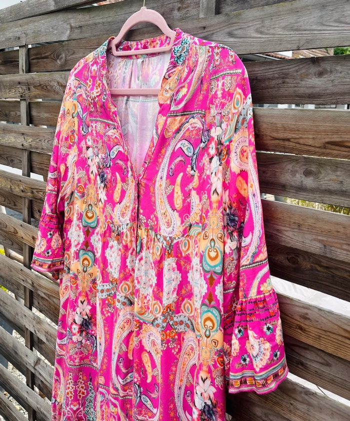 Robe longue rose - Taille L - photo numéro 3