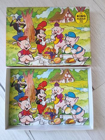Puzzle Junior King jig saw puzzle vintage 70 pièces Walt Disney Les trois 3 petits cochons