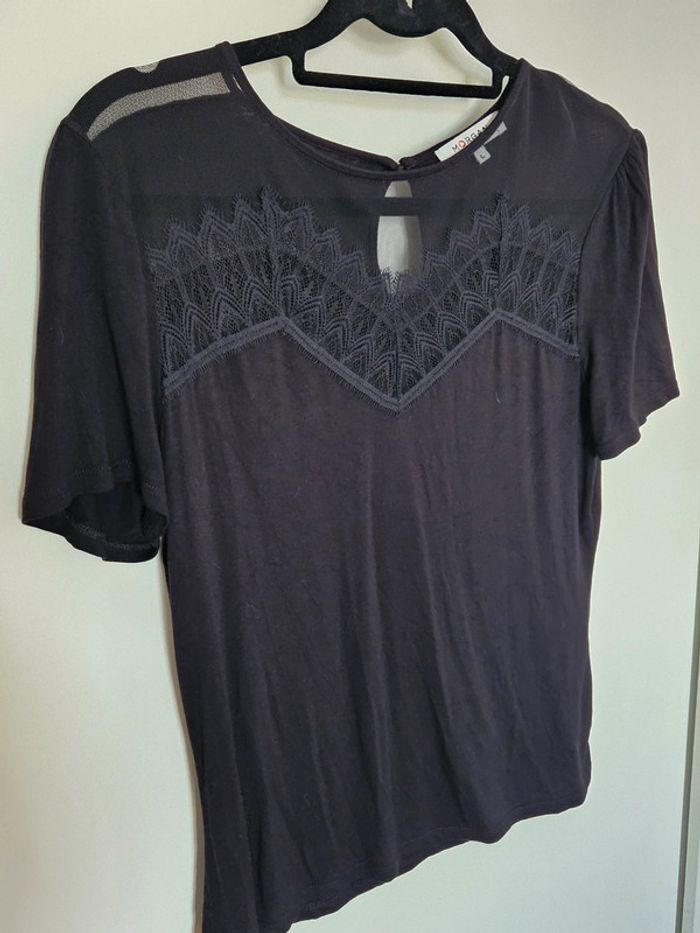 Tee shirt dentelle noir Morgan