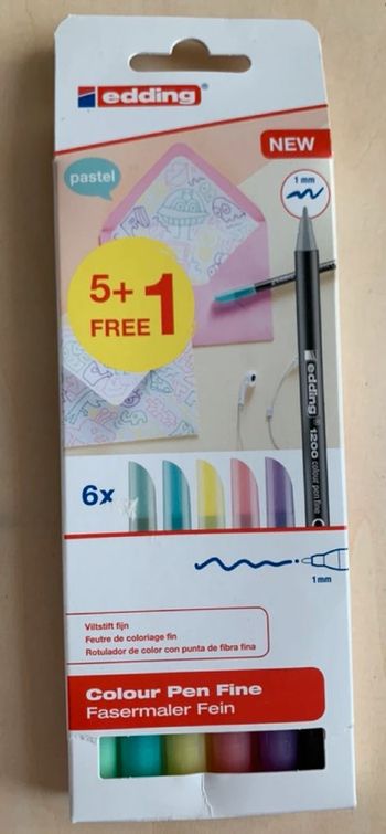 Lot de 6 feutres de coloriage fin pastel - 1mm - Edding 1200
