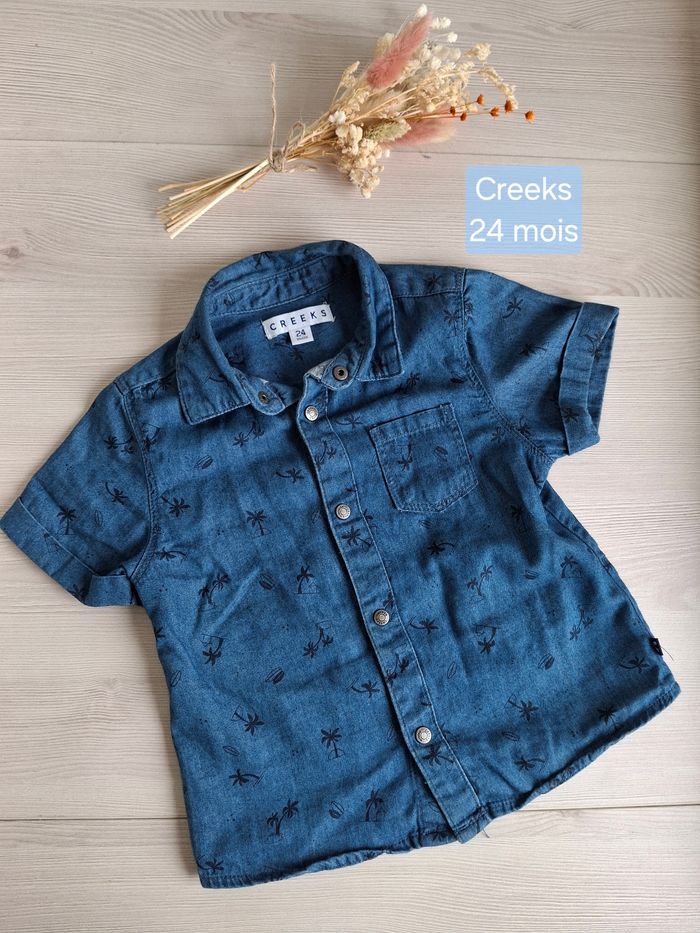 Haut chemise manches courtes bébé garçon bleu Creeks  24 mois