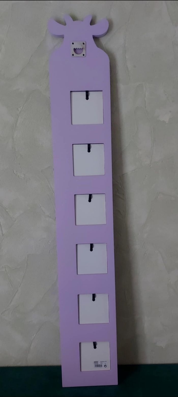 Toise mauve en forme de vache avec cadres photos - photo numéro 2