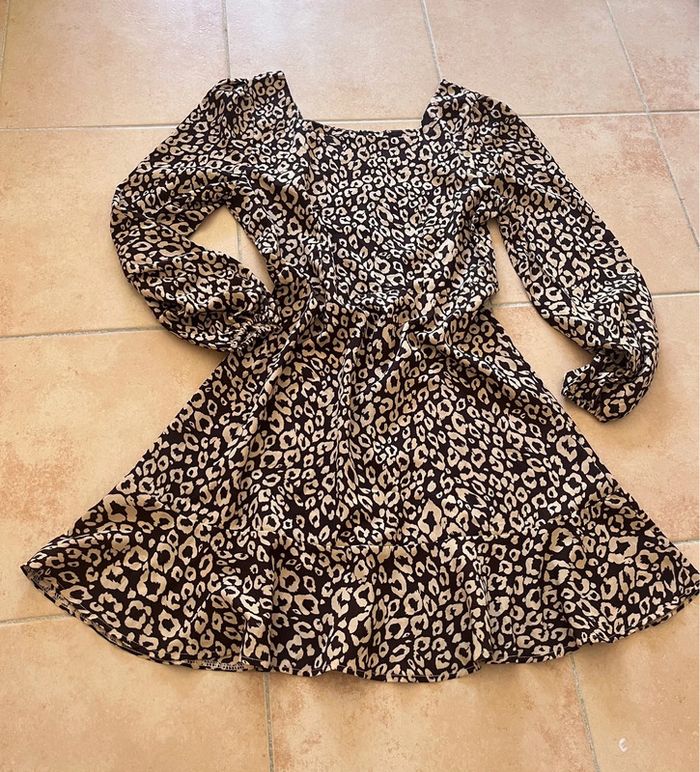 Robe manche longue léopard