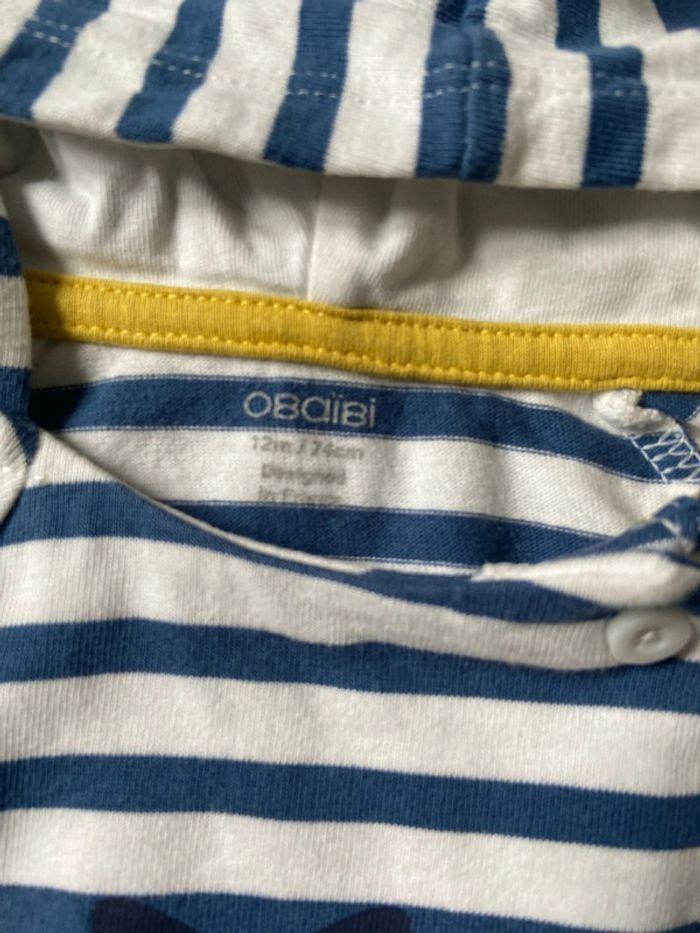 T shirt ml a capuche 12 mois - photo numéro 2