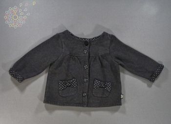 Gilet cardigan sweat molleton gris foncé pois Sergent Major 12 mois 74 cm fille