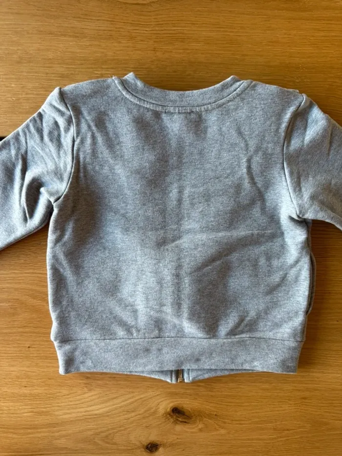 Veste/Cardigan zippée ML gris chiné, rebord plissé NEUVE - Taille 4 Ans - photo numéro 10