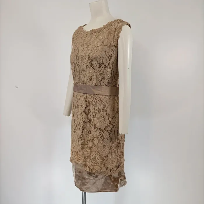 Robe de soirée semi transparente, motifs floraux, beige, été, cérémonie A058 - photo numéro 2